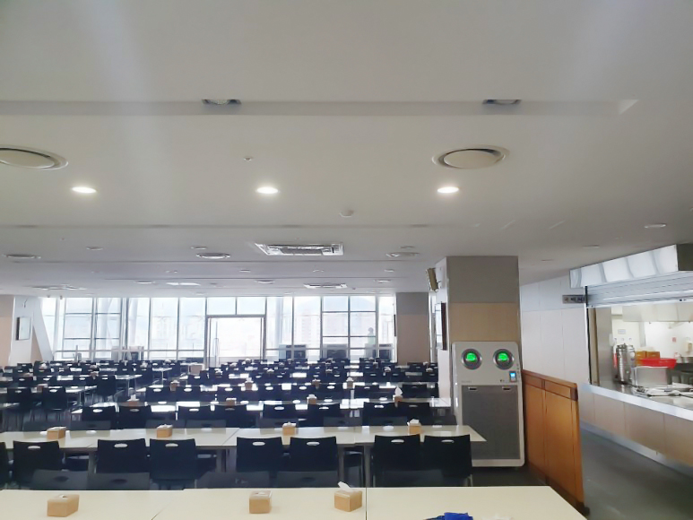 Ecover Large Capacity Air Purifier Q Series installed in office cafeteria