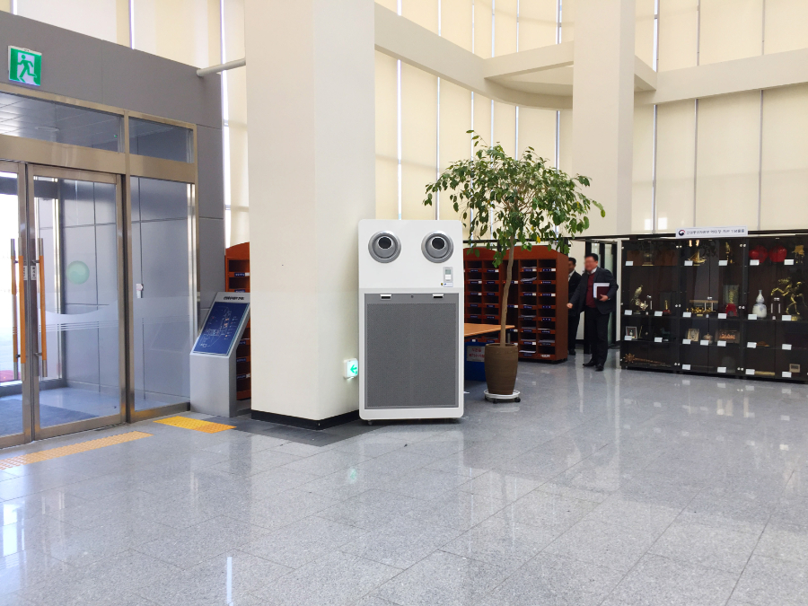 Ecover Large Capacity Air Purifier Q Series installed in office lobby